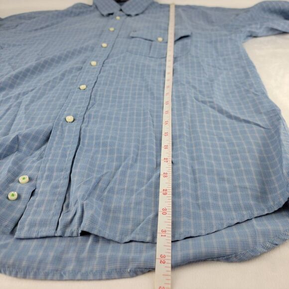 Callaway Golf Mens L Long Sleeve Button Up Blue Plaid Performance Roll Up Sleeve - Picture 6 of 8